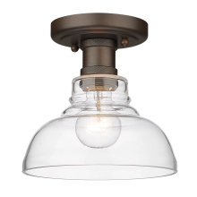 Golden 0305-FM RBZ-CLR - Yep by Golden Lighting Carver 1-light Flush Mount in Rubbed Bronze